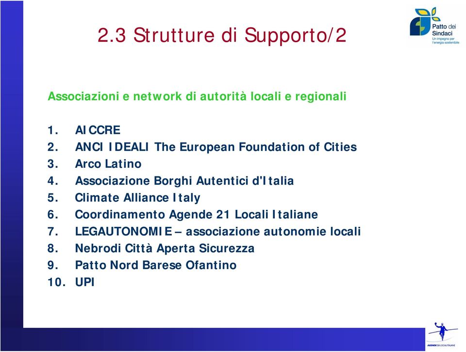 Associazione Borghi Autentici d'italia 5. Climate Alliance Italy 6.