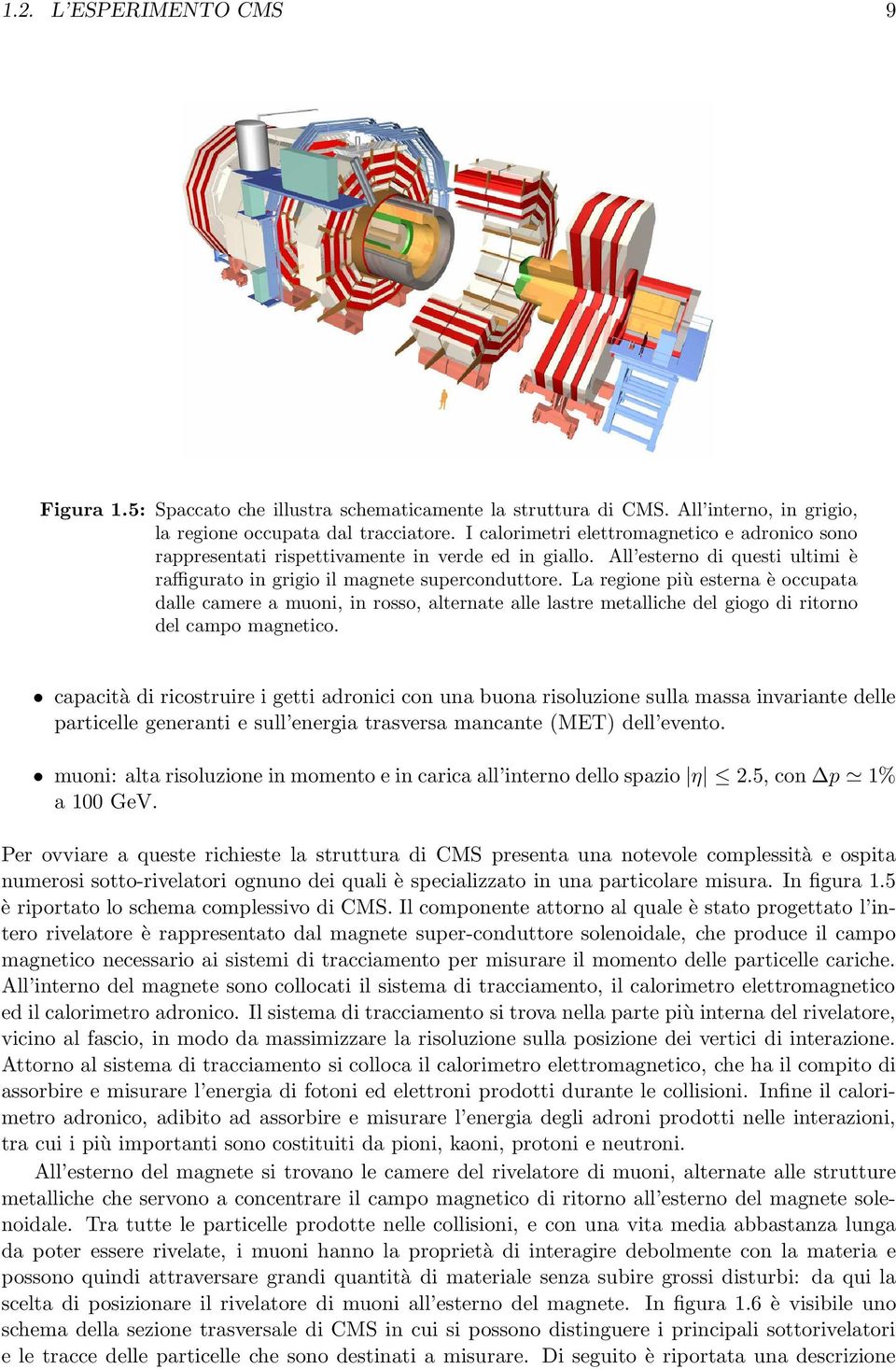 La regione più esterna è occupata dalle camere a muoni, in rosso, alternate alle lastre metalliche del giogo di ritorno del campo magnetico.