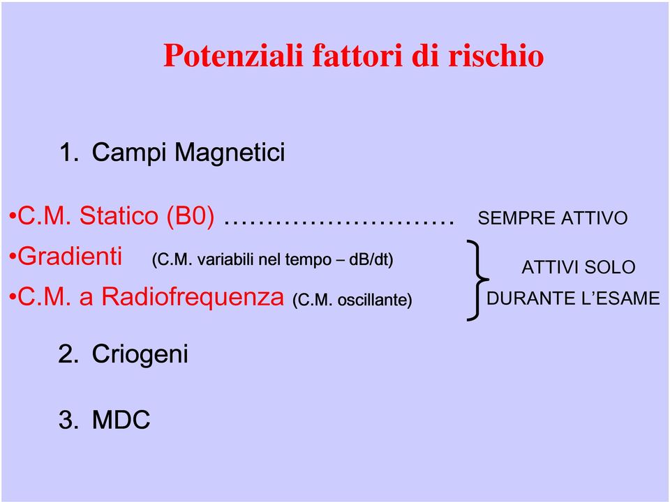 M. variabili nel tempo db/dt dt) C.M. a Radiofrequenza (C.