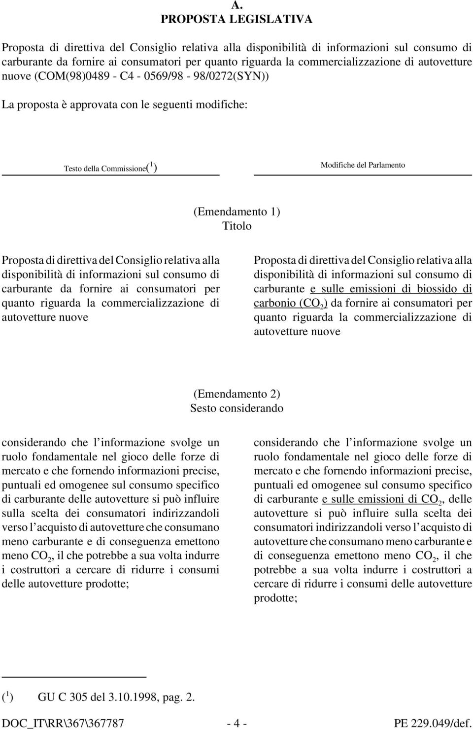 di direttiva del Consiglio relativa alla disponibilità di informazioni sul consumo di carburante da fornire ai consumatori per quanto riguarda la commercializzazione di autovetture nuove Proposta di