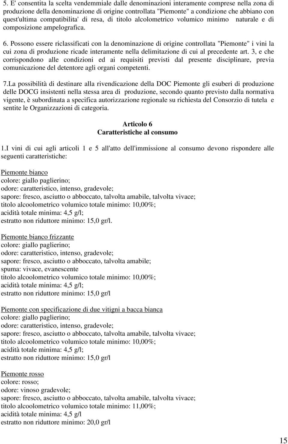 Possono essere riclassificati con la denominazione di origine controllata "Piemonte" i vini la cui zona di produzione ricade interamente nella delimitazione di cui al precedente art.