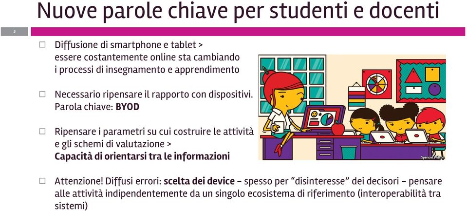 Parola chiave: BYOD Ripensare i parametri su cui costruire le attività e gli schemi di valutazione > Capacità di orientarsi tra le