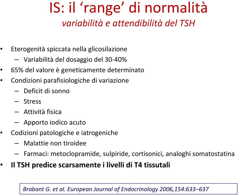 Apporto iodico acuto Codizioni patologiche e iatrogeniche Malattie non tiroidee Farmaci: metoclopramide, sulpiride, cortisonici,