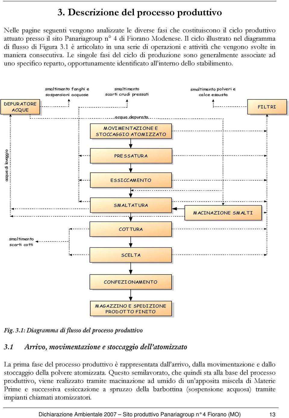 Le singole fasi del ciclo di produzione sono generalmente associate ad uno specifico reparto, opportunamente identificato all interno dello stabilimento.