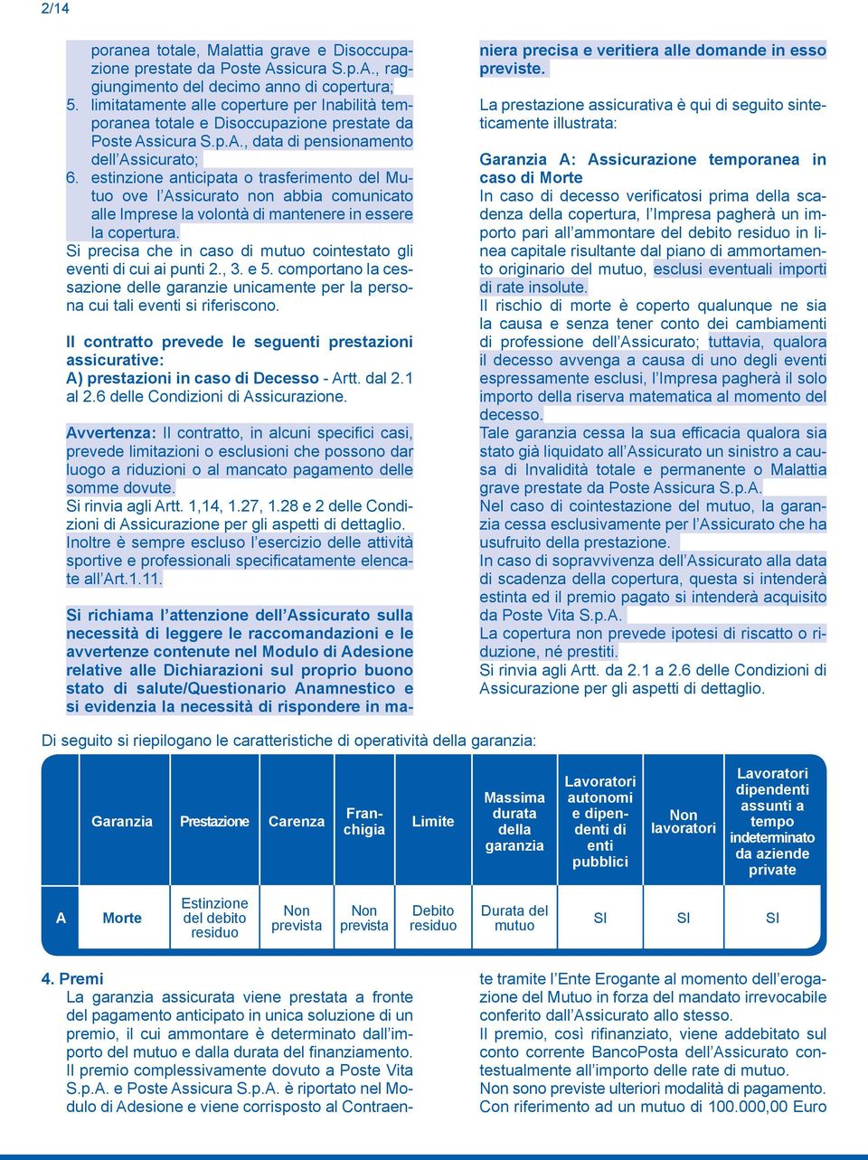 estinzione anticipata o trasferimento del Mutuo ove l Assicurato non abbia comunicato alle Imprese la volontà di mantenere in essere la copertura.