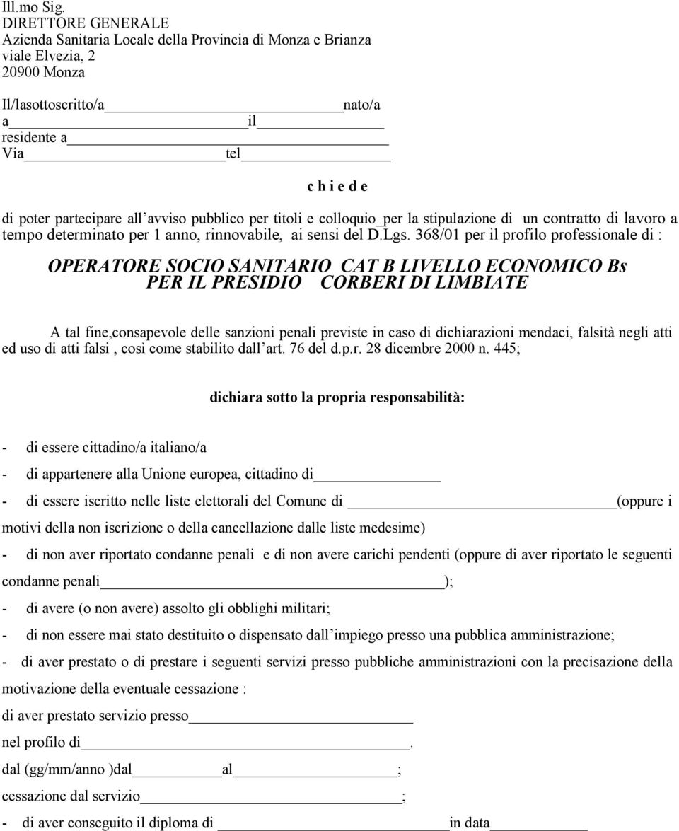 avviso pubblico per titoli e colloquio_per la stipulazione di un contratto di lavoro a tempo determinato per 1 anno, rinnovabile, ai sensi del D.Lgs.