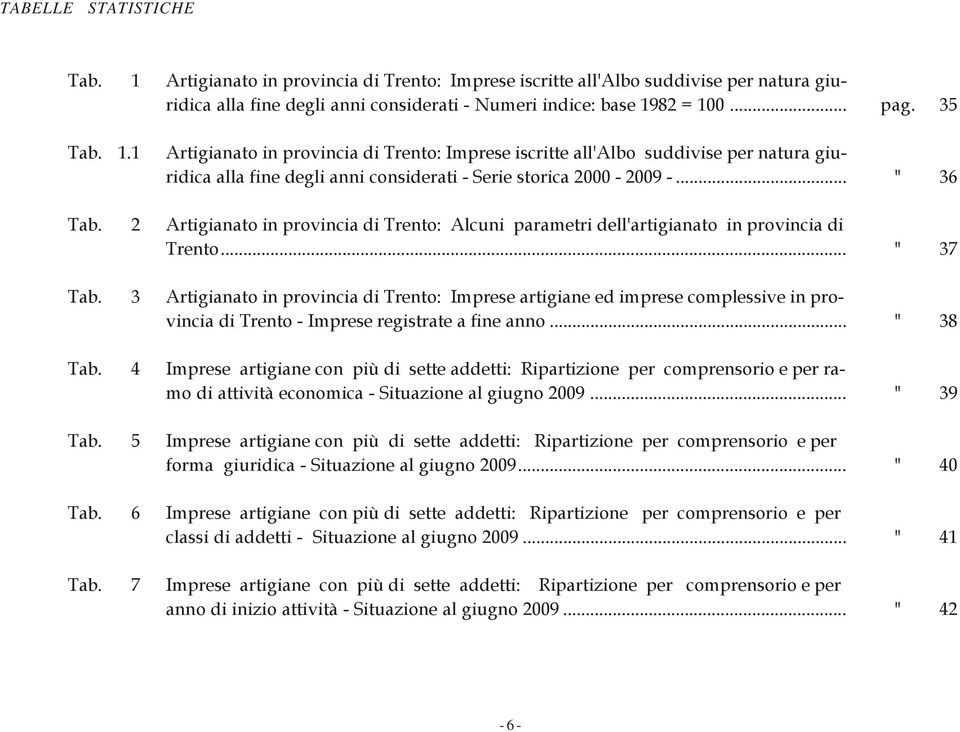 2 Artigianato in provincia di Trento: Alcuni parametri dell'artigianato in provincia di Trento... " 37 Tab.