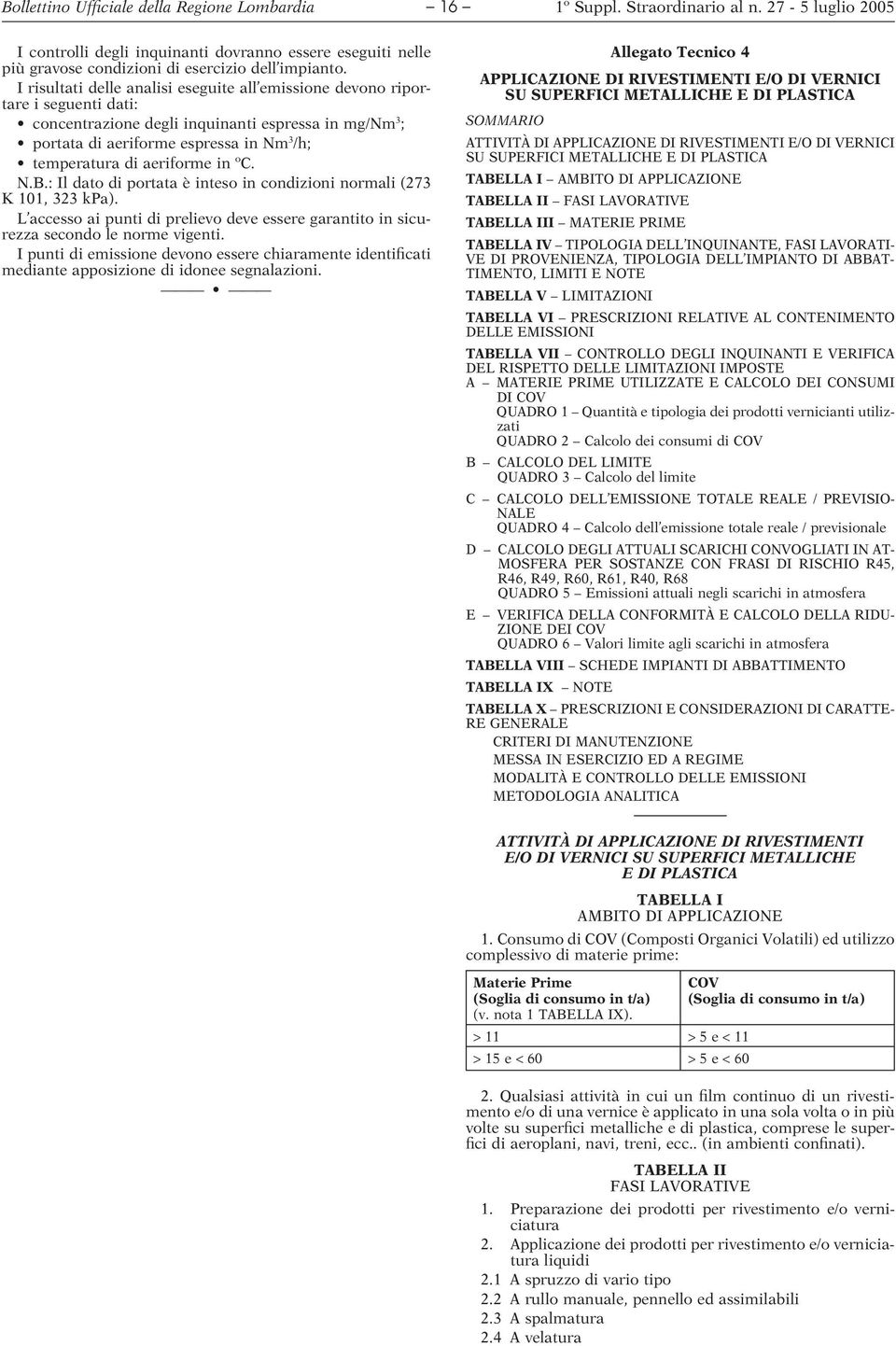 aeriforme in ºC. N.B.: Il dato di portata è inteso in condizioni normali (273 K 101, 323 kpa). L accesso ai punti di prelievo deve essere garantito in sicurezza secondo le norme vigenti.