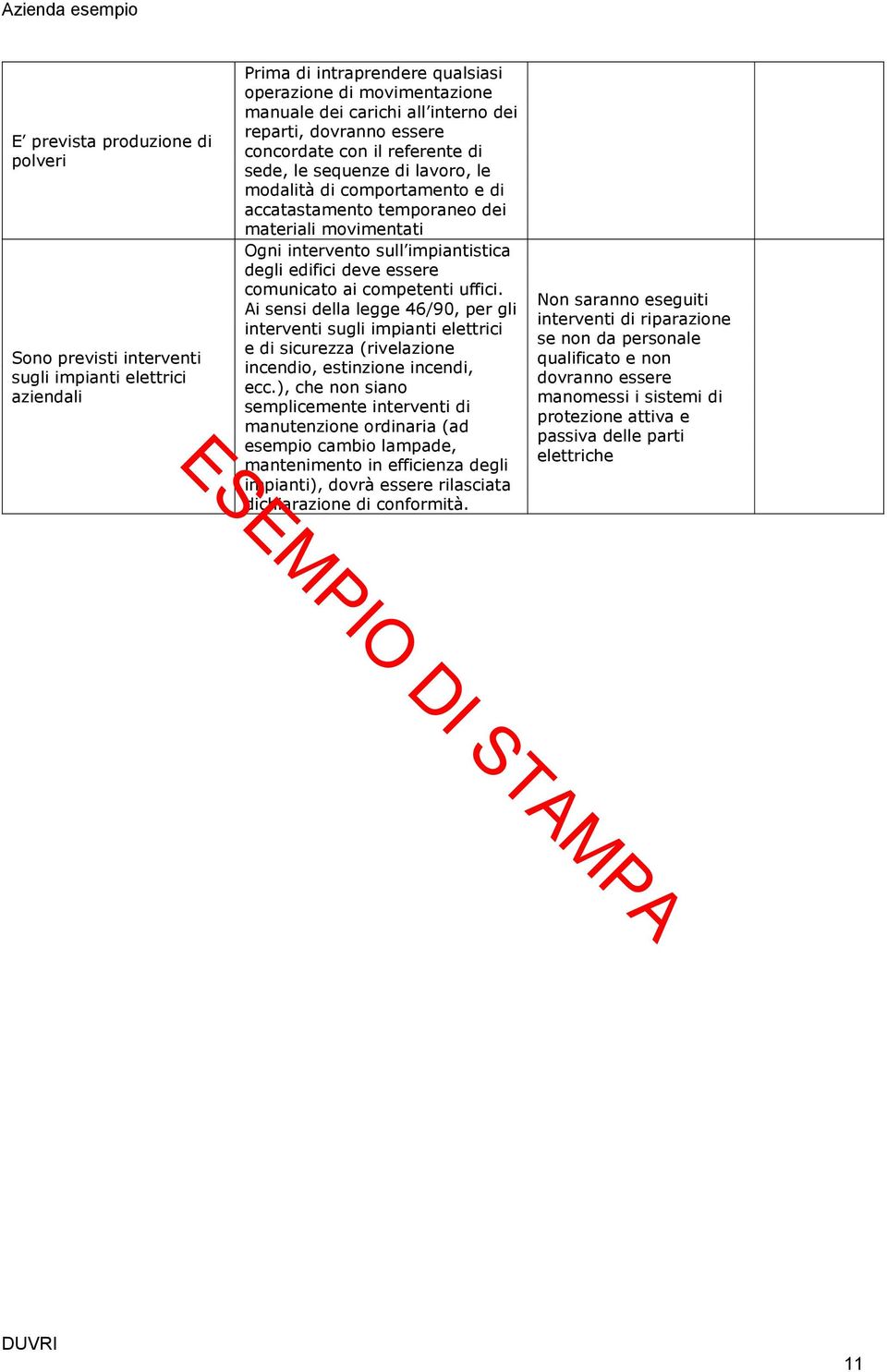 degli edifici deve essere comunicato ai competenti uffici. Ai sensi della legge 46/90, per gli interventi sugli impianti elettrici e di sicurezza (rivelazione incendio, estinzione incendi, ecc.