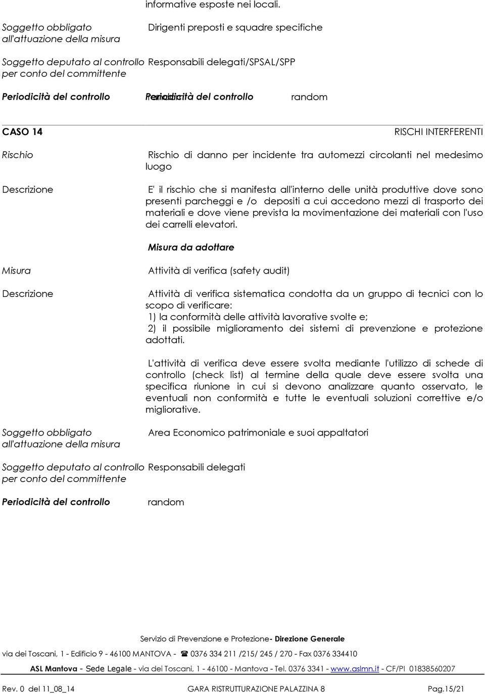 manifesta all'interno delle unità produttive dove sono presenti parcheggi e /o depositi a cui accedono mezzi di trasporto dei materiali e dove viene prevista la movimentazione dei materiali con l'uso