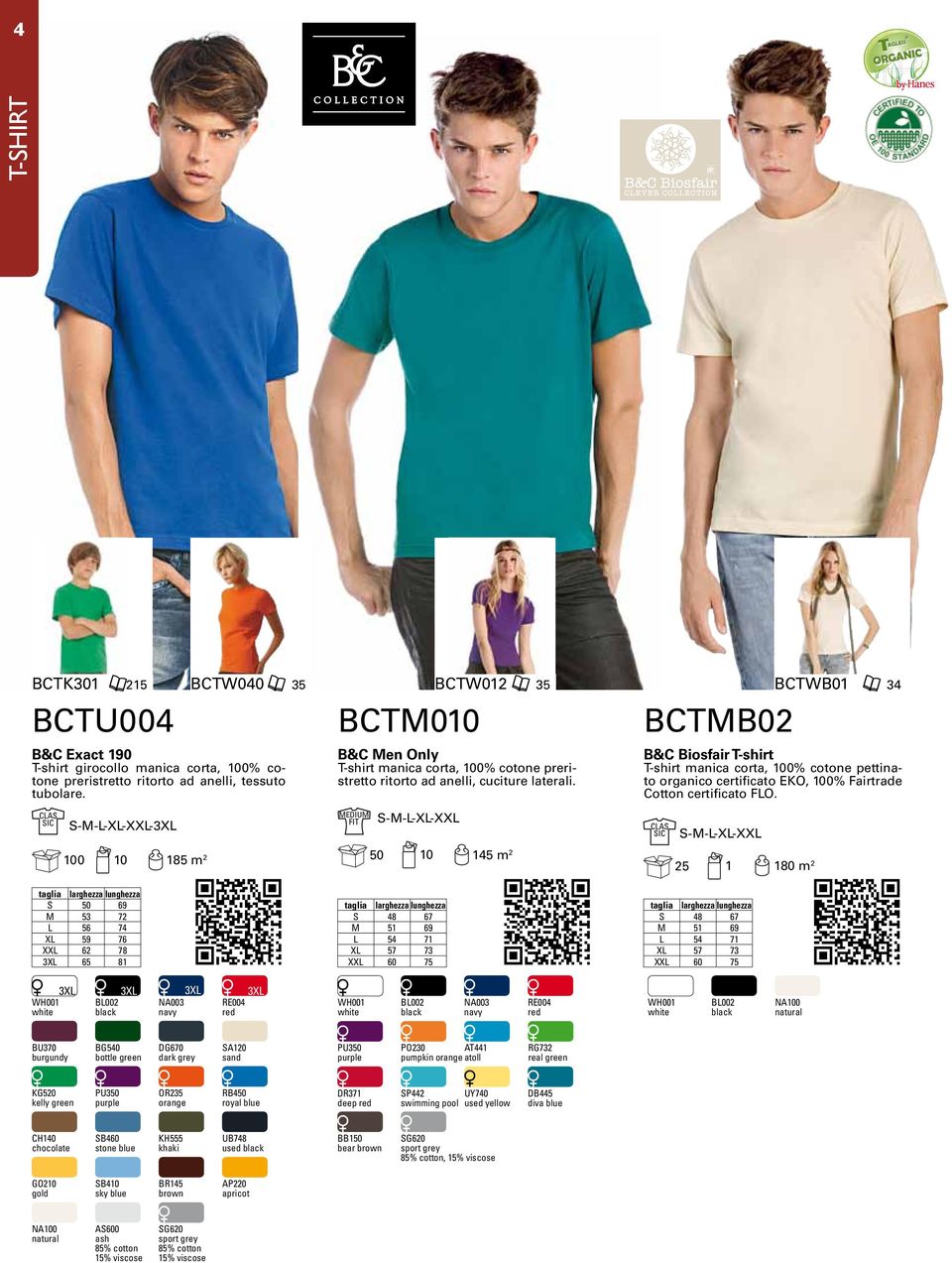 medium fit 50 10 145 m 2 BCTMB02 B&C Biosfair T-shirt T-shirt manica corta, 100% cotone pettinato organico certificato EKO, 100% Fairtrade Cotton certificato FLO.