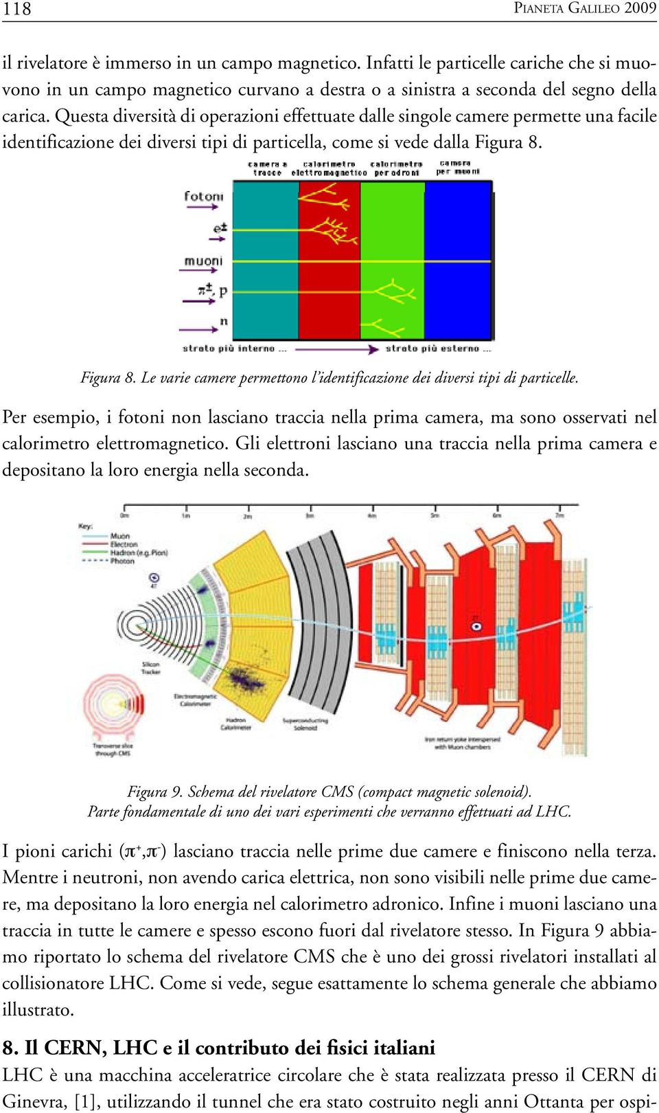 Questa diversità di operazioni effettuate dalle singole camere permette una facile identificazione dei diversi tipi di particella, come si vede dalla Figura 8.