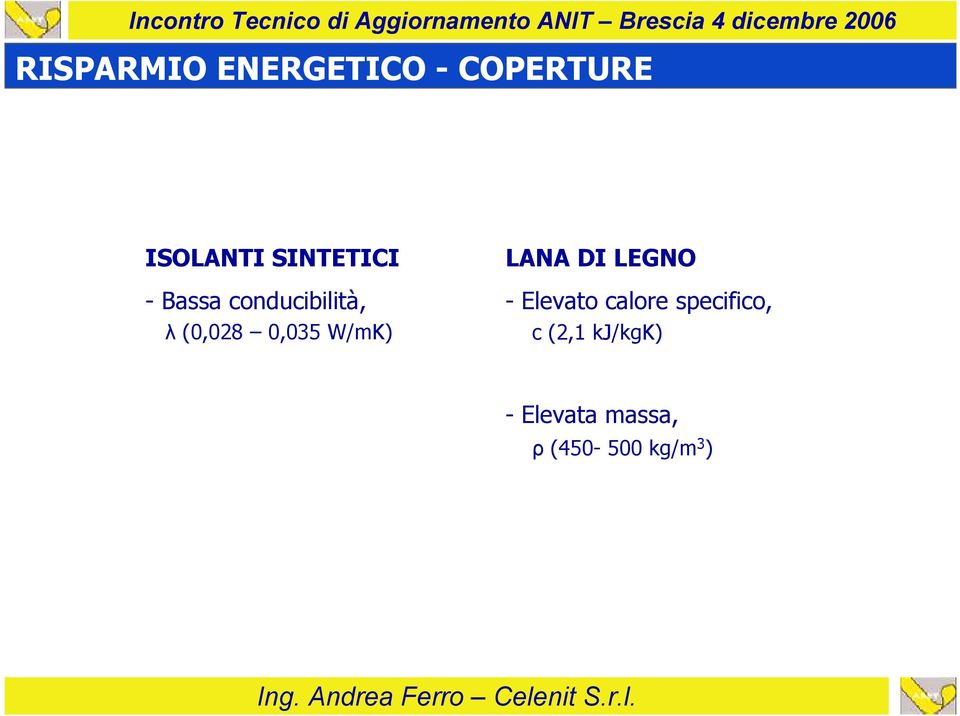 (0,028 0,035 W/mK) LANA DI LEGNO - Elevato