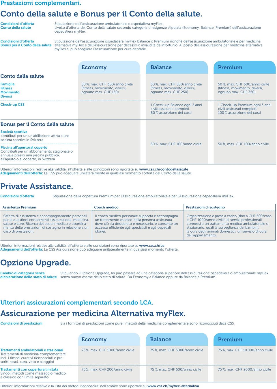 Condizioni d offerta Stipulazione dell assicurazione myflex Balance o Premium nonché dell assicurazione ambulatoriale e per medicina Bonus per il alternativa myflex e dell assicurazione per decesso o