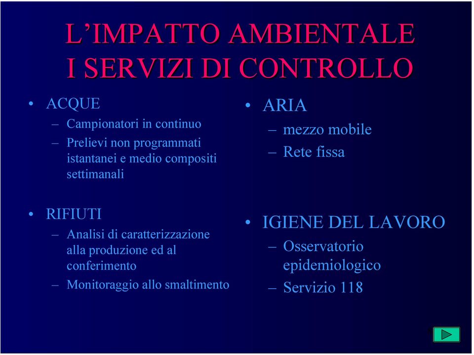 di caratterizzazione alla produzione ed al conferimento Monitoraggio allo