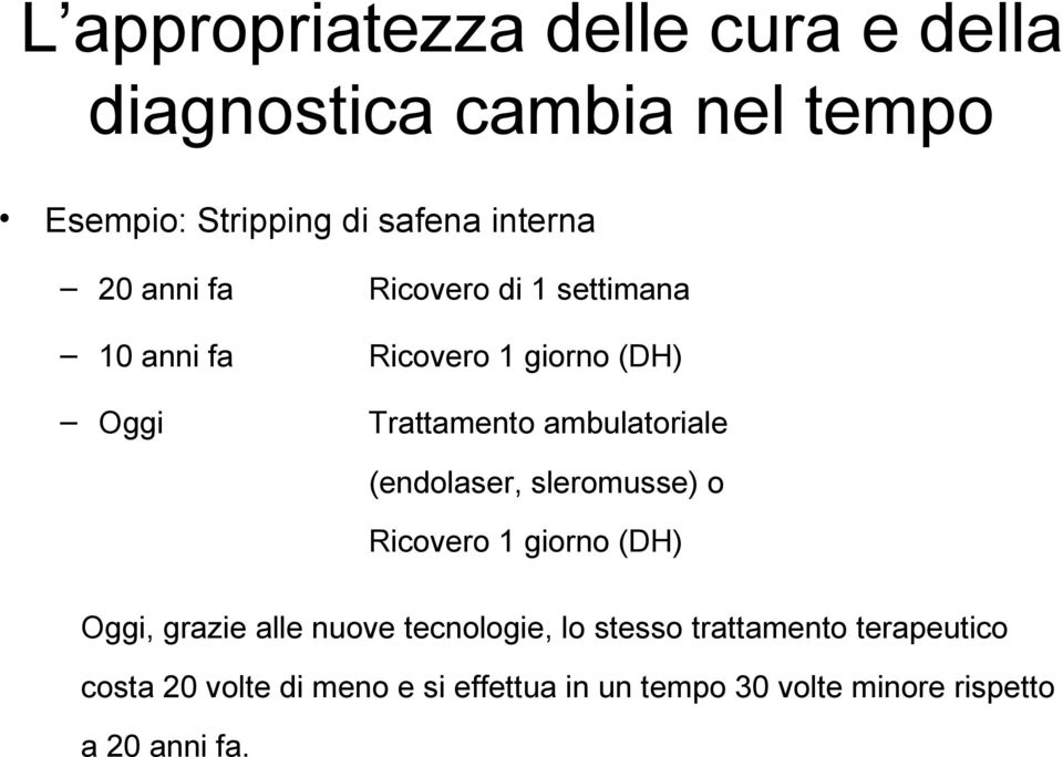 (endolaser, sleromusse) o Ricovero 1 giorno (DH) Oggi, grazie alle nuove tecnologie, lo stesso