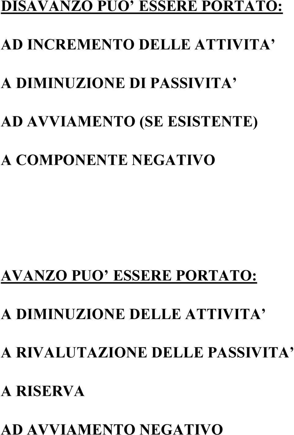 NEGATIVO AVANZO PUO ESSERE PORTATO: A DIMINUZIONE DELLE