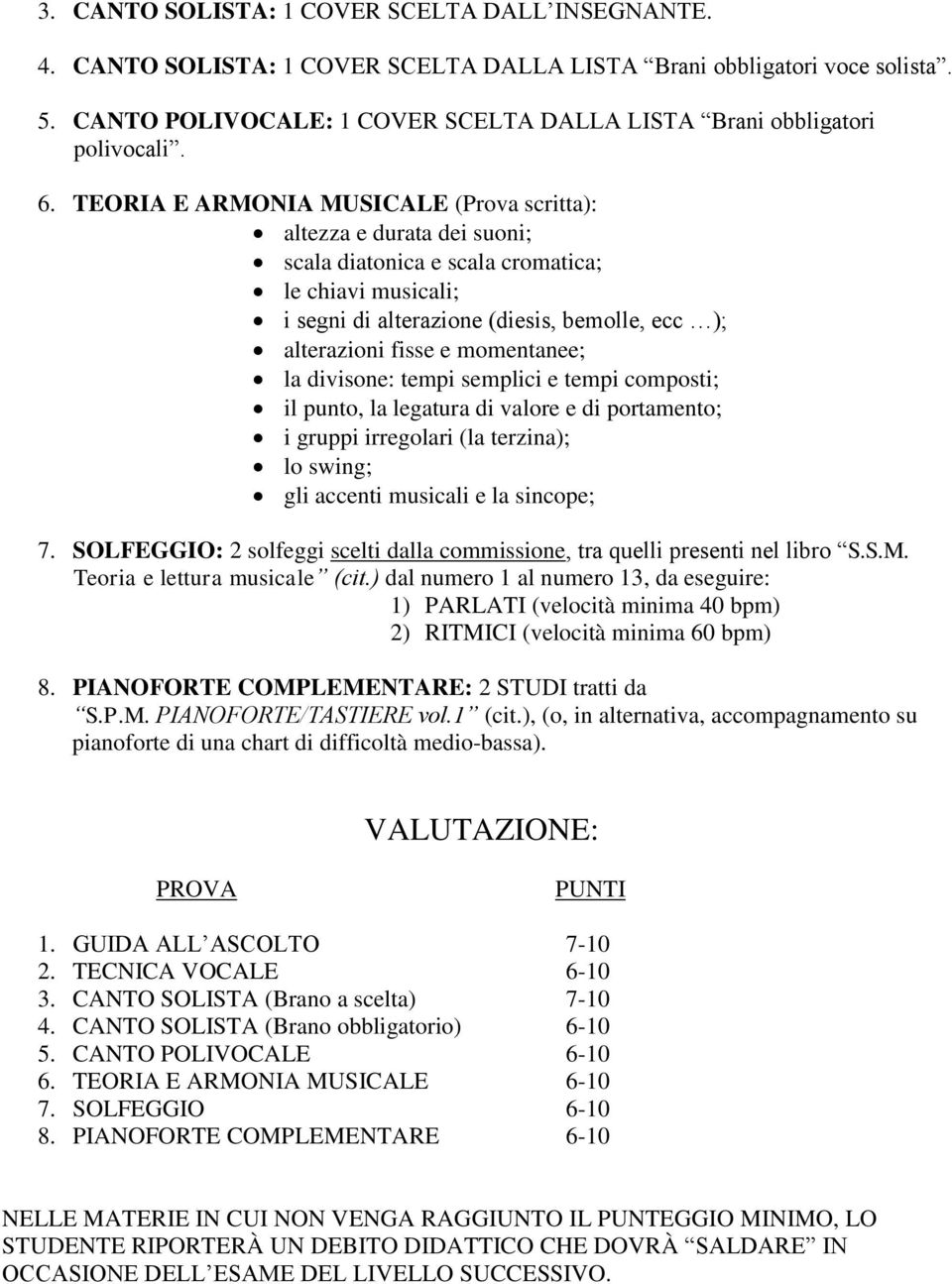 momentanee; la divisone: tempi semplici e tempi composti; il punto, la legatura di valore e di portamento; i gruppi irregolari (la terzina); lo swing; gli accenti musicali e la sincope; 7.