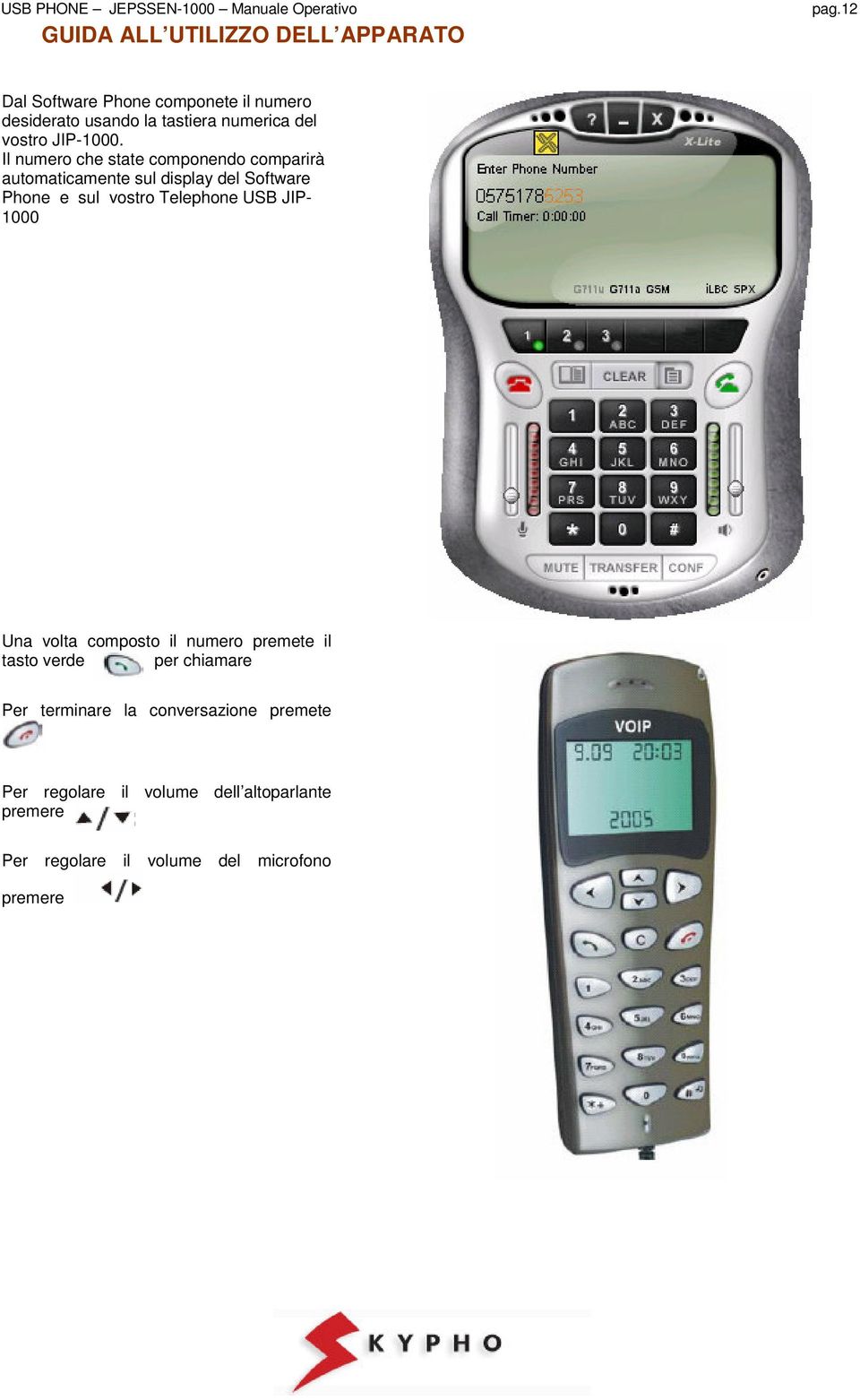 Il numero che state componendo comparirà automaticamente sul display del Software Phone e sul vostro Telephone USB