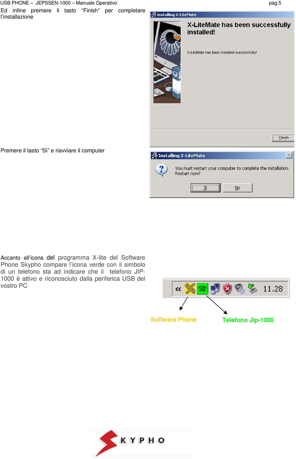 Software Phone Skypho compare l icona verde con il simbolo di un telefono sta ad indicare