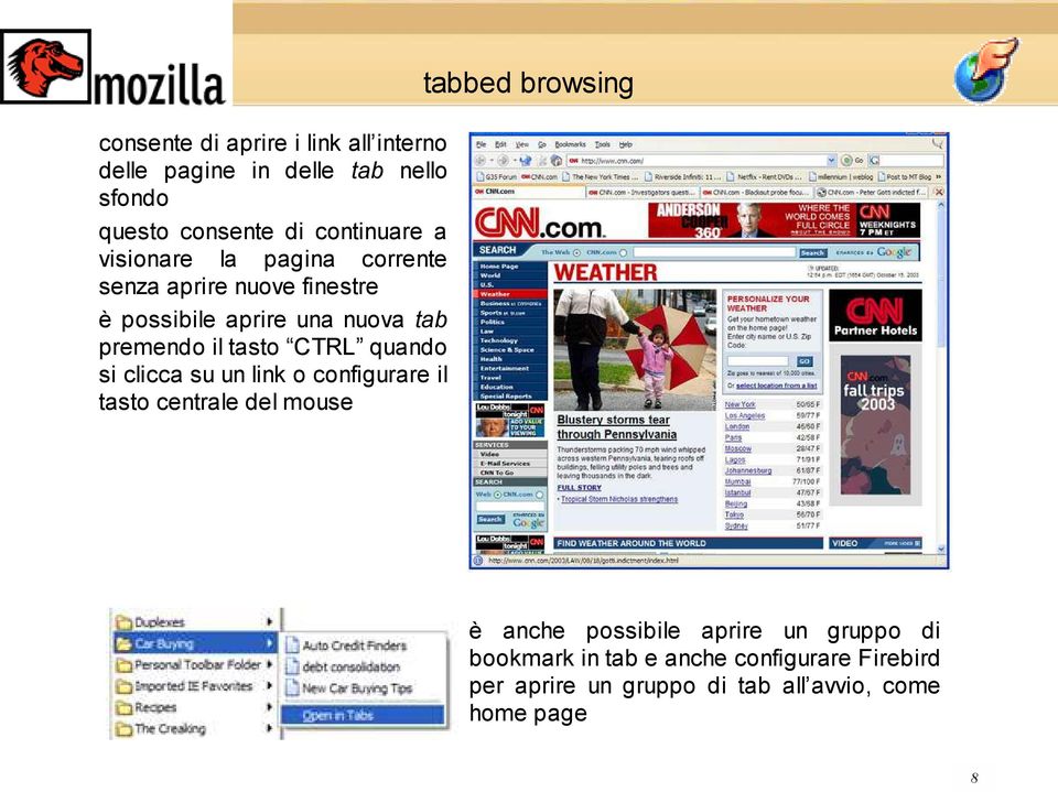 CTRL quando si clicca su un link o configurare il tasto centrale del mouse tabbed browsing è anche possibile