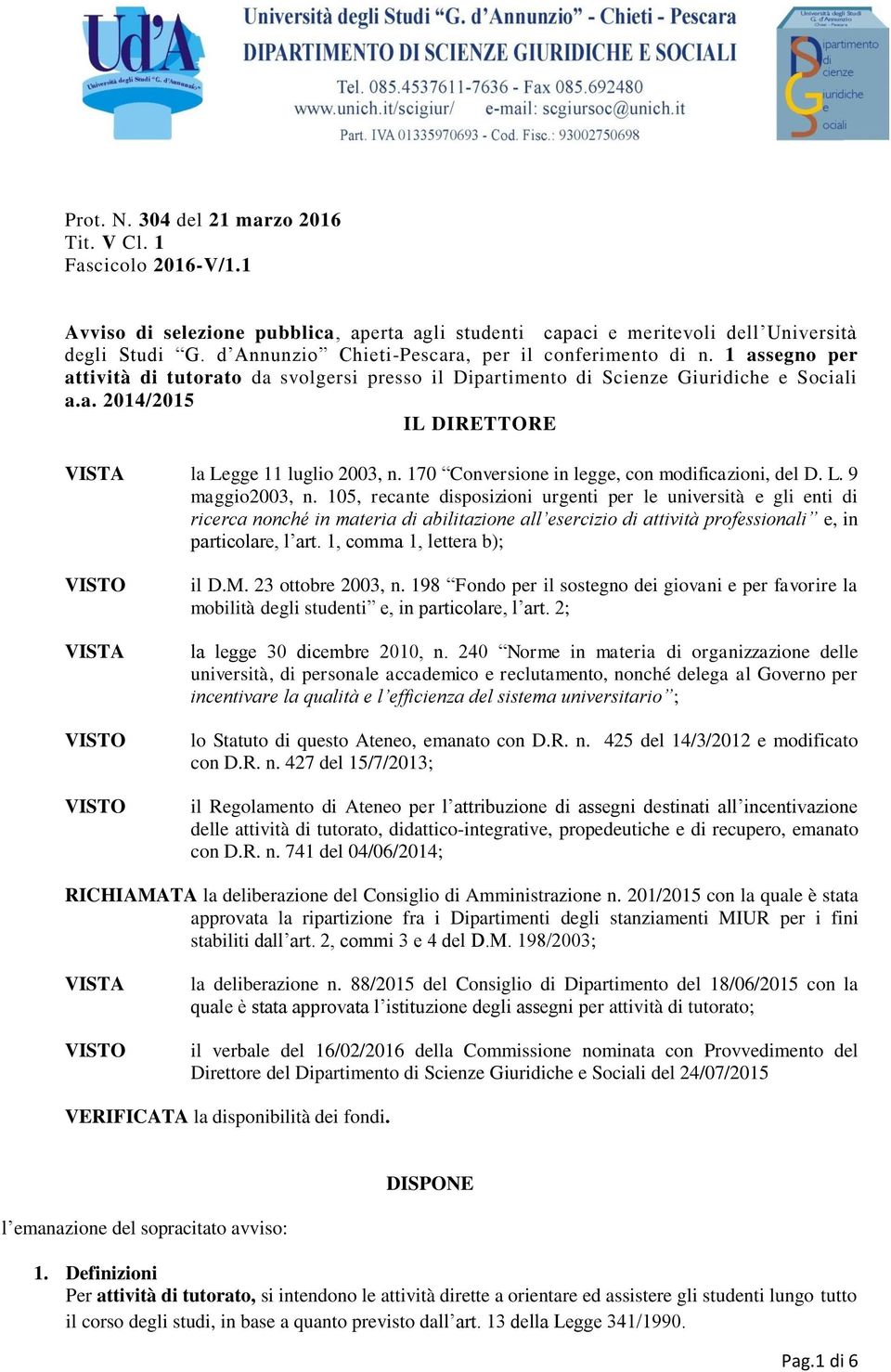 170 Conversione in legge, con modificazioni, del D. L. 9 maggio2003, n.