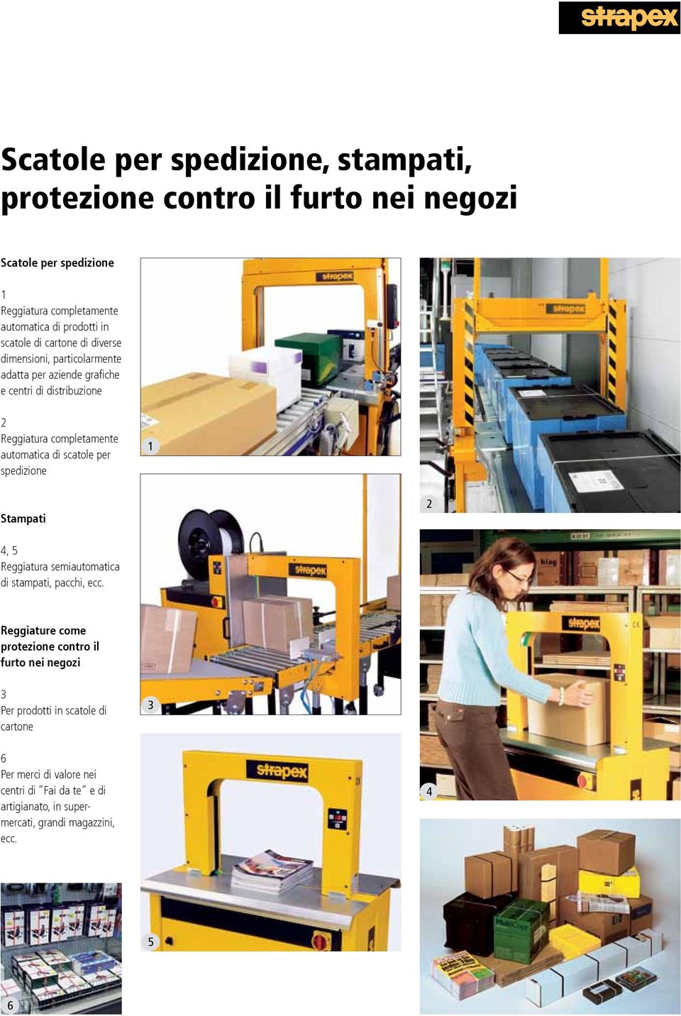 automatica di scatole per spedizione Stampati 4, 5 Reggiatura semiautomatica di stampati, pacchi, ecc.