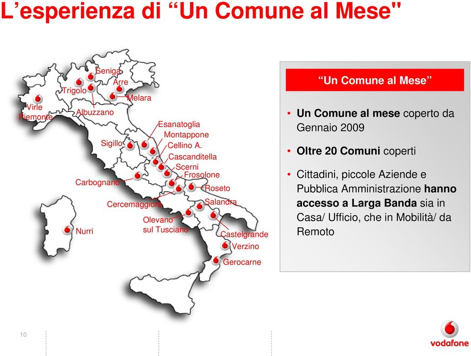 Cascanditella Scerni Frosolone Olevano sul Tusciano Roseto Salandra Castelgrande Verzino Gerocarne Un Comune al Mese