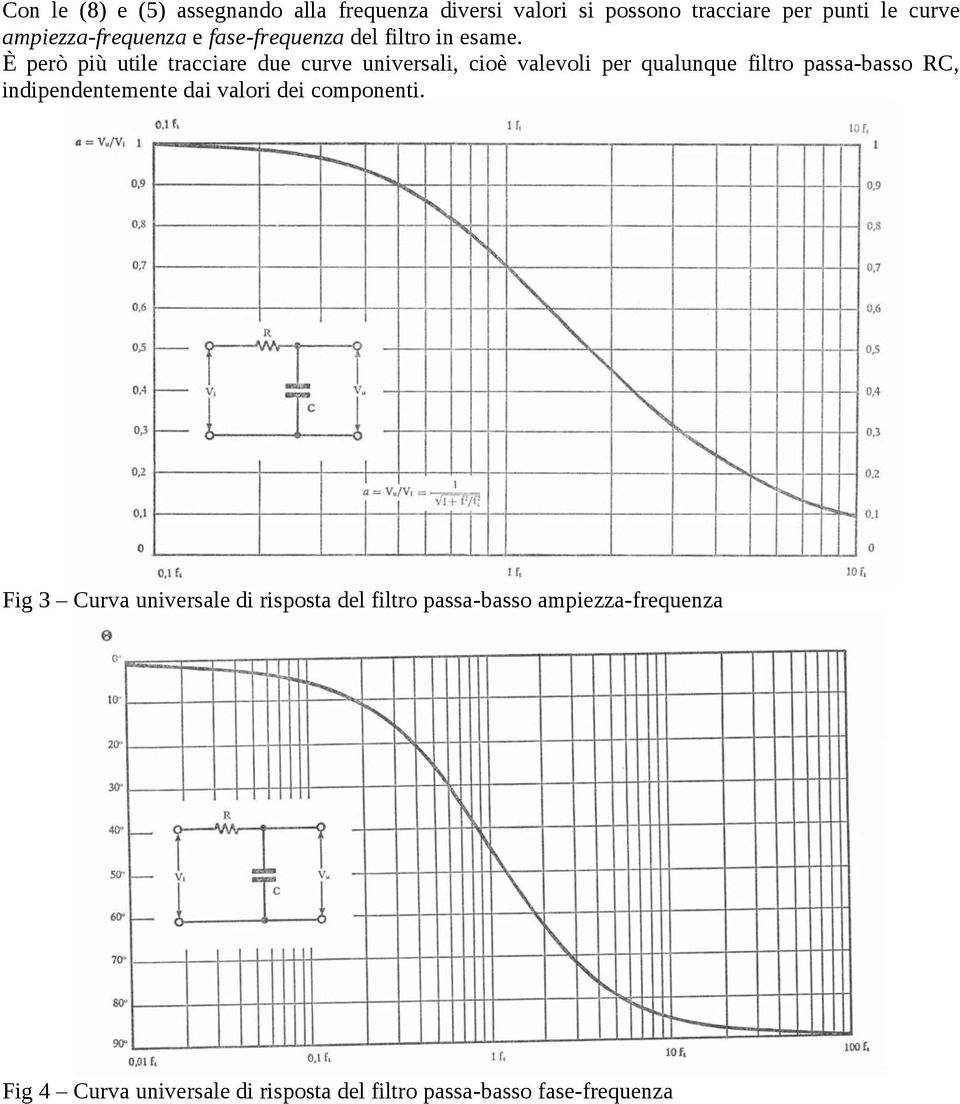 È però più tile tracciare de crve niversali, cioè valevoli per qalnqe filtro passa-basso RC,