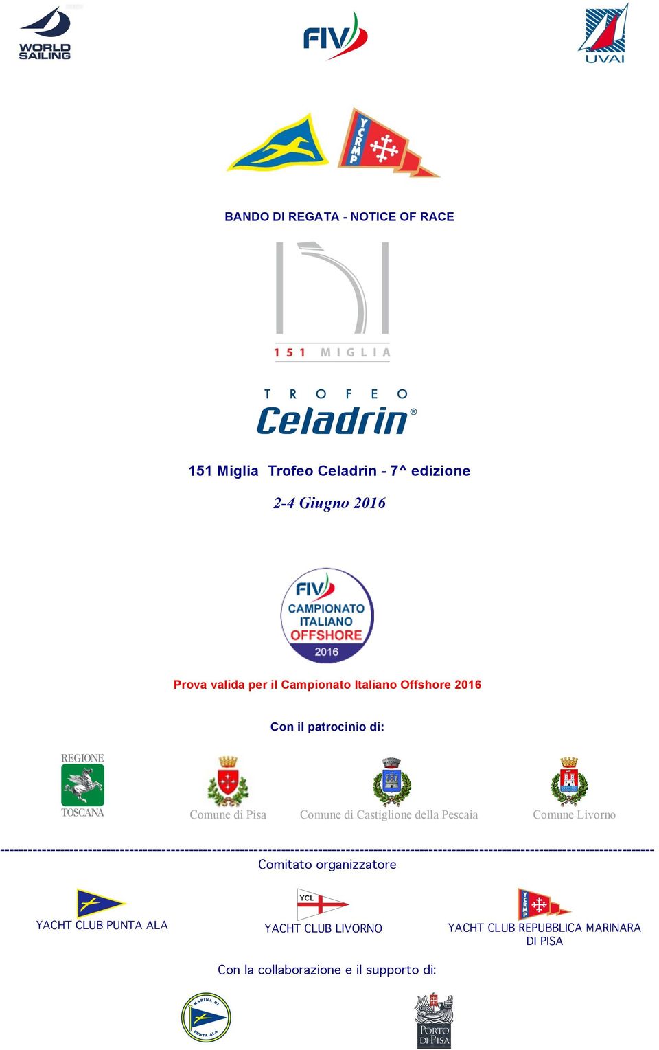 il Campionato Italiano Offshore 2016 Con il patrocinio