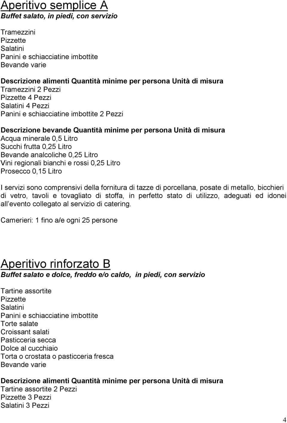 Aperitivo rinforzato B Buffet salato e dolce, freddo e/o caldo, in piedi, con servizio Tartine assortite Pizzette Salatini Panini e schiacciatine imbottite Torte