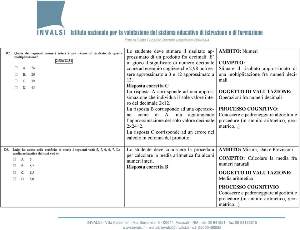 Risposta corretta C La risposta A corrisponde ad una approssimazione che individua il sole valore intero del decimale 2x12.