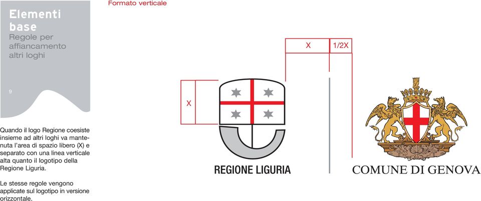 libero (X) e separato con una linea verticale alta quanto il logotipo della