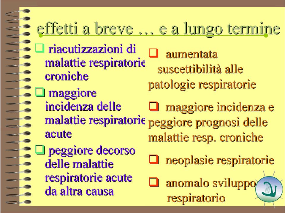 malattie respiratorie peggiore prognosi delle acute malattie resp.