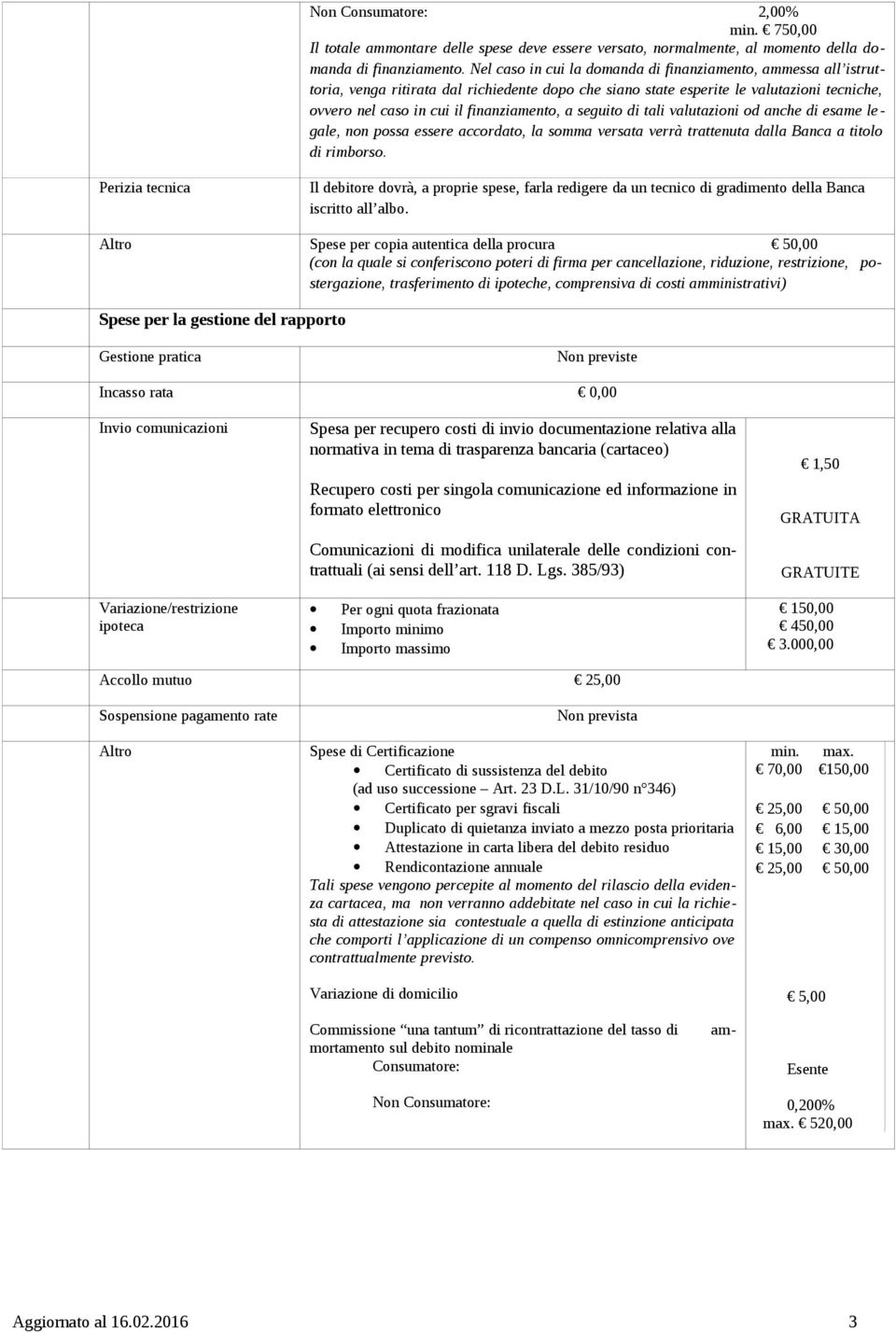 seguito di tali valutazioni od anche di esame le - gale, non possa essere accordato, la somma versata verrà trattenuta dalla Banca a titolo di rimborso.