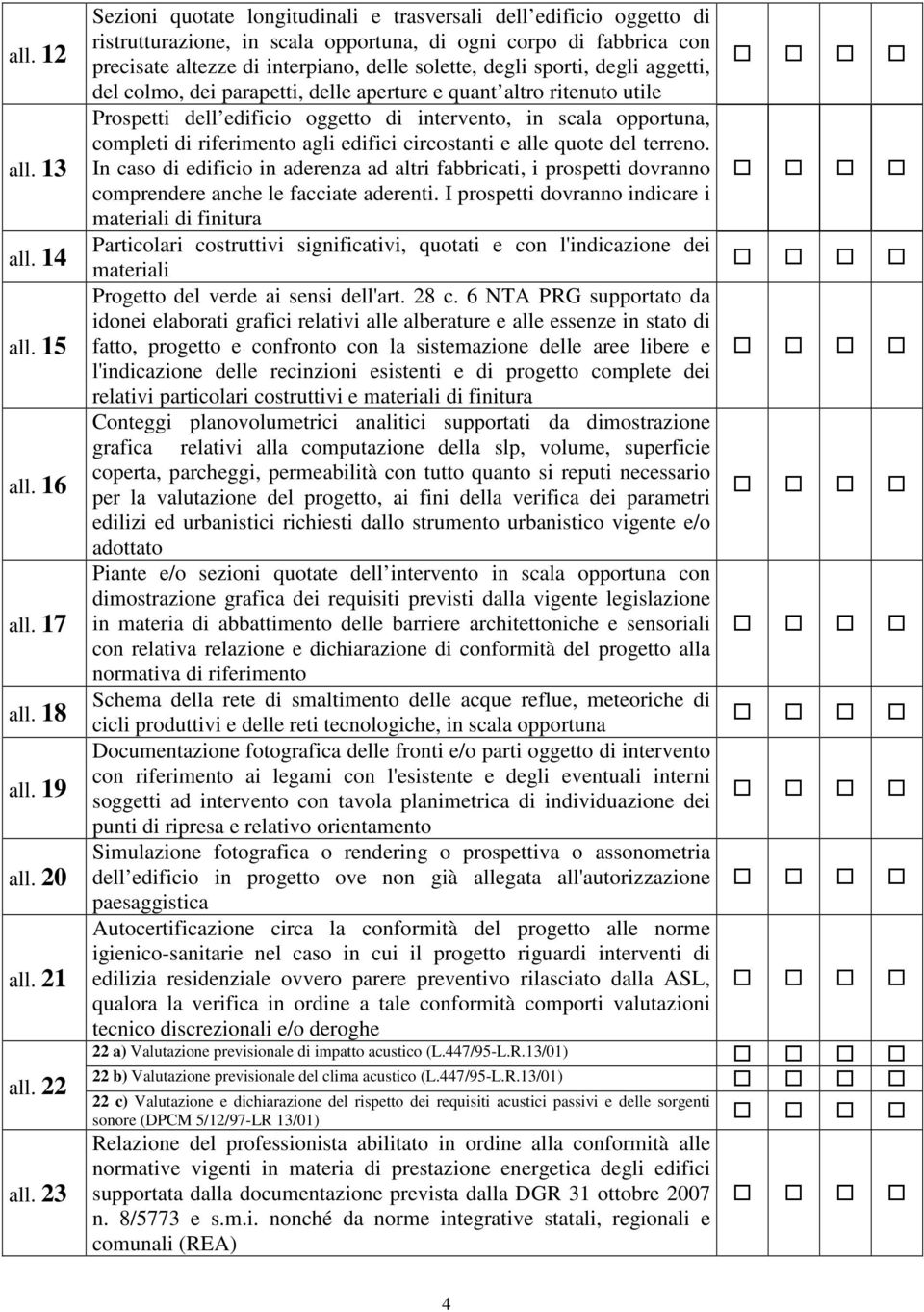 sporti, degli aggetti, del colmo, dei parapetti, delle aperture e quant altro ritenuto utile Prospetti dell edificio oggetto di intervento, in scala opportuna, completi di riferimento agli edifici