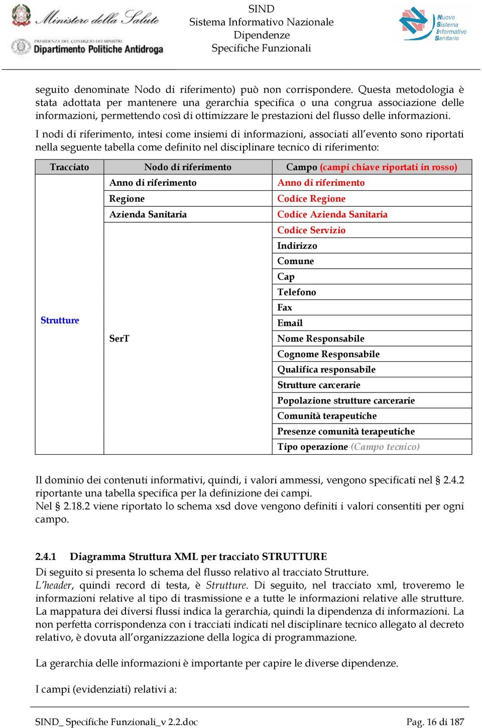 I nodi di riferimento, intesi come insiemi di informazioni, associati all evento sono riportati nella seguente tabella come definito nel disciplinare tecnico di riferimento: Tracciato Nodo di