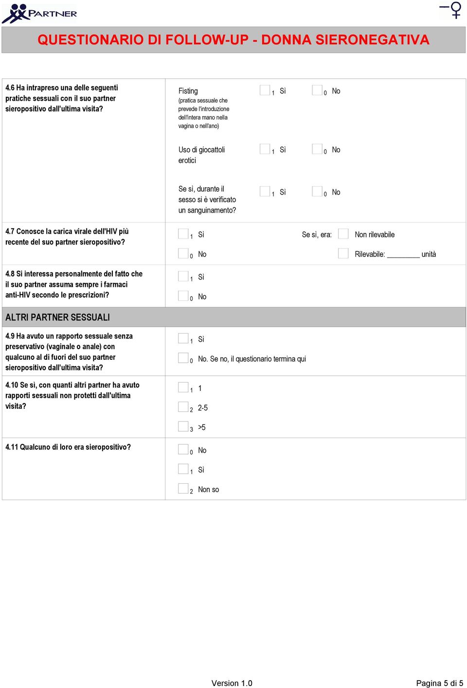 Si interessa personalmente del fatto che il suo partner assuma sempre i farmaci anti-hiv secondo le prescrizioni? ALTRI PARTNER SESSUALI.