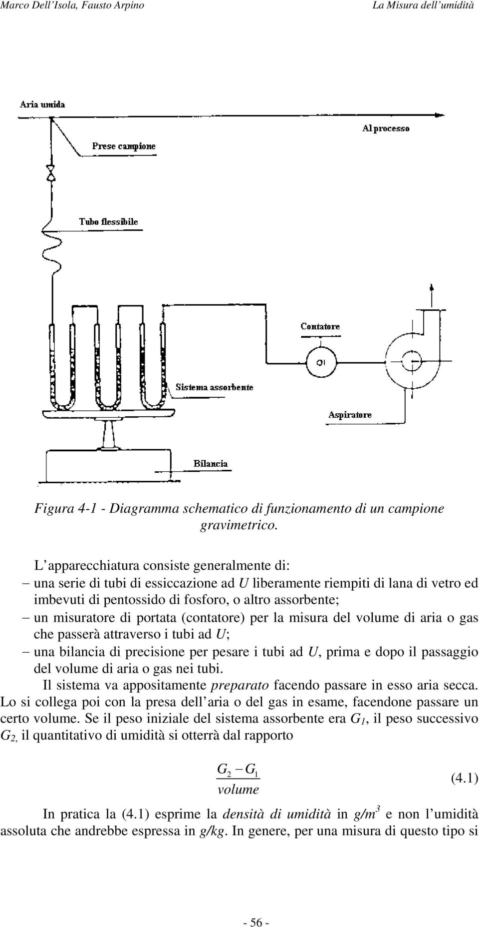 portata (contatore) per la misura del volume di aria o gas che passerà attraverso i tubi ad U; una bilancia di precisione per pesare i tubi ad U, prima e dopo il passaggio del volume di aria o gas