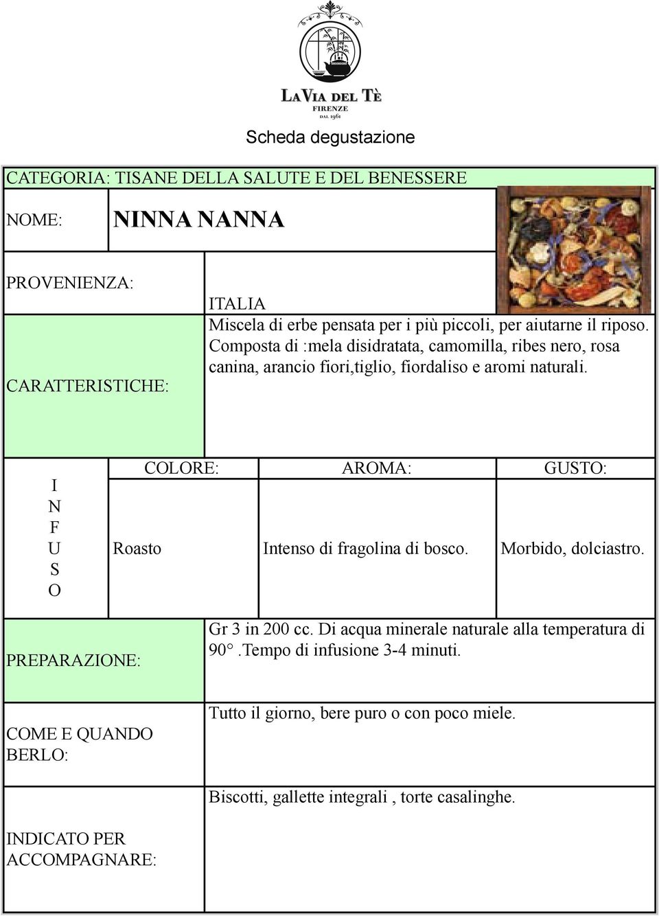 Roasto CLRE: ARMA: ntenso di fragolina di bosco. GT: Morbido, dolciastro. PREPARAZE: Gr 3 in 200 cc.