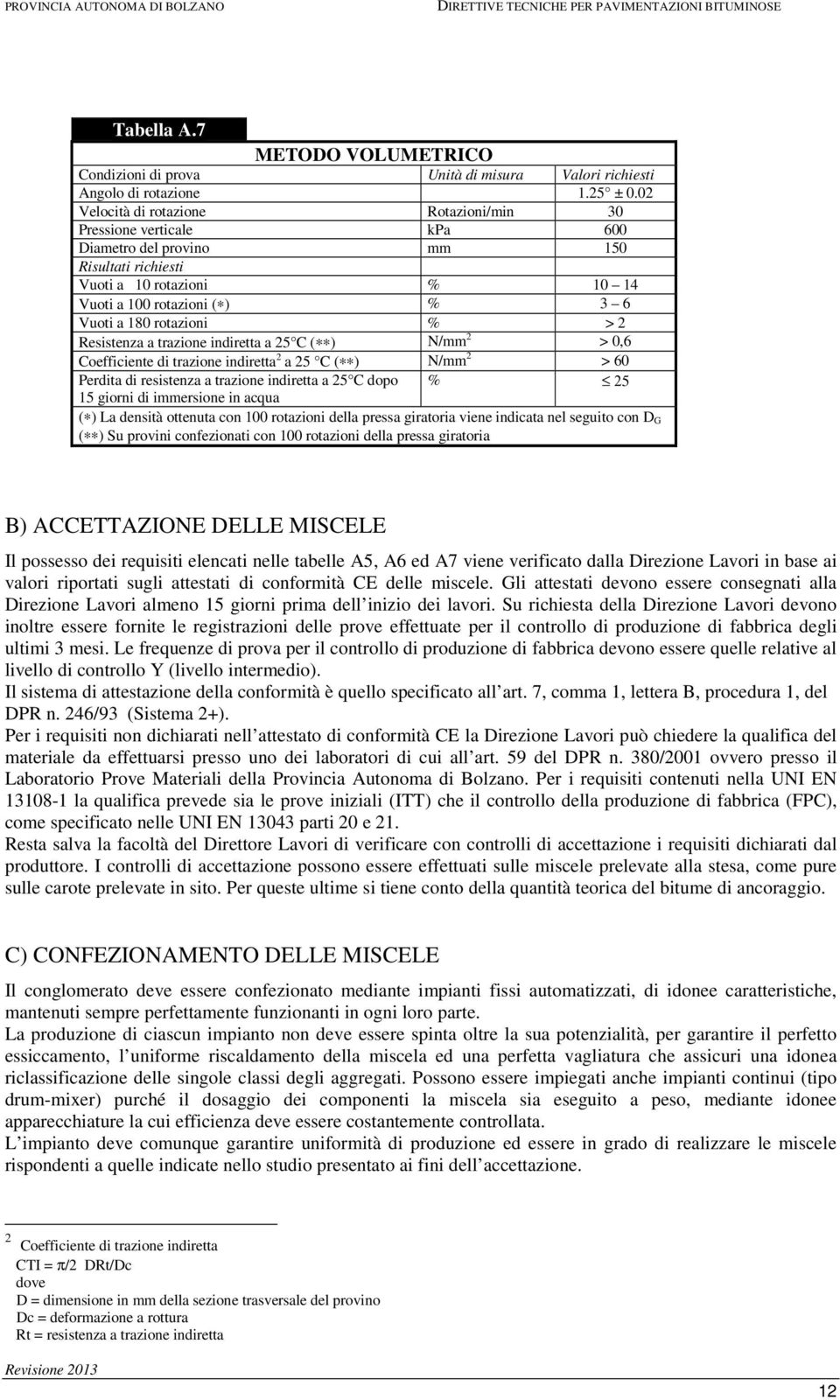 rotazioni % > 2 Resistenza a trazione indiretta a 25 C ( ) N/mm 2 > 0,6 Coefficiente di trazione indiretta 2 a 25 C ( ) N/mm 2 > 60 Perdita di resistenza a trazione indiretta a 25 C dopo % 25 15