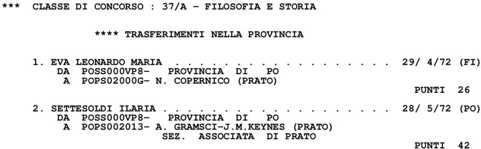 COPERNICO (PRATO) PUNTI 26 2. SETTESOLDI ILARIA.