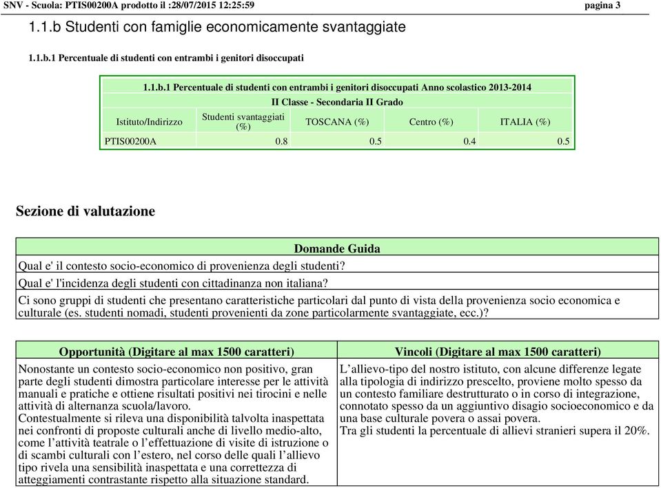 1 Percentuale di studenti con entrambi