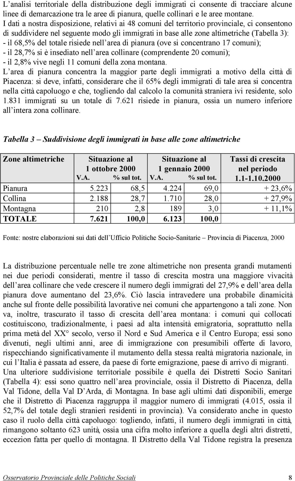 totale risiede nell area di pianura (ove si concentrano 17 comuni); - il 28,7% si è insediato nell area collinare (comprendente 20 comuni); - il 2,8% vive negli 11 comuni della zona montana.