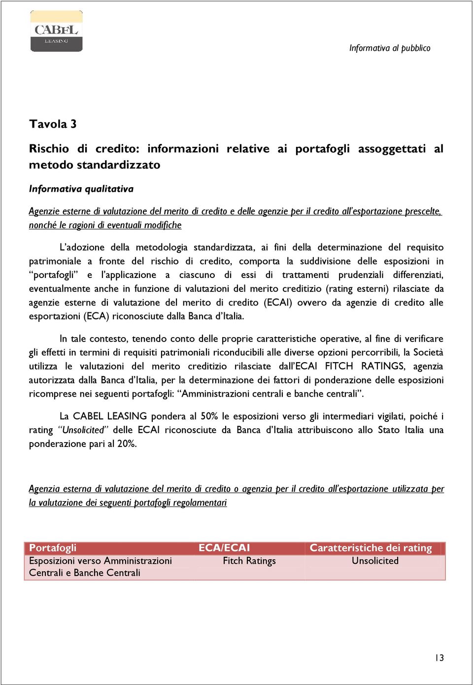 rischio di credito, comporta la suddivisione delle esposizioni in portafogli e l applicazione a ciascuno di essi di trattamenti prudenziali differenziati, eventualmente anche in funzione di