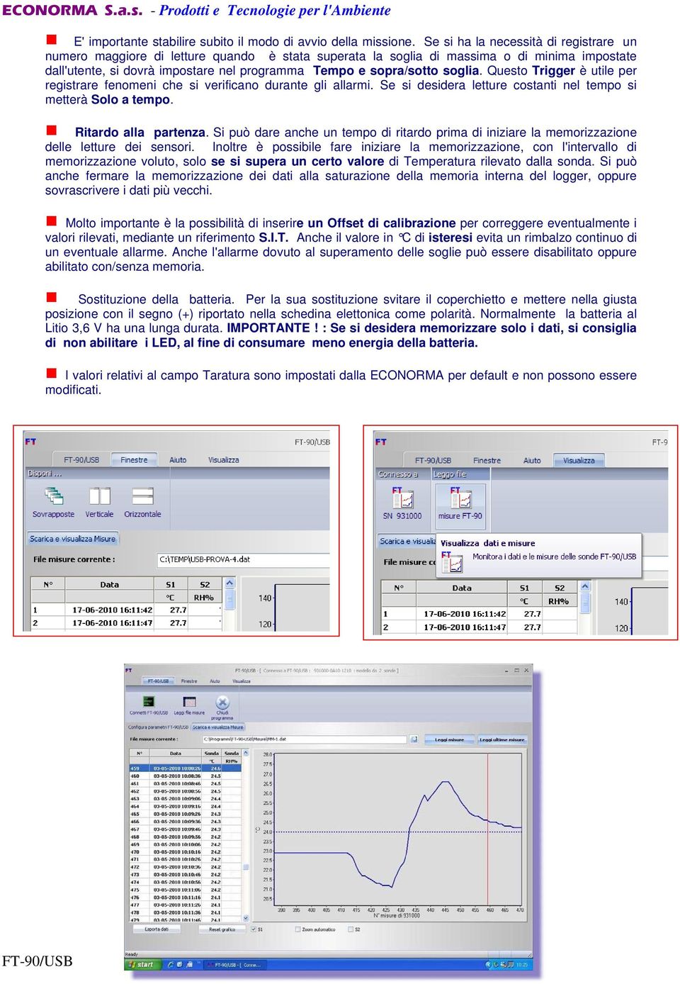 soglia. Questo Trigger è utile per registrare fenomeni che si verificano durante gli allarmi. Se si desidera letture costanti nel tempo si metterà Solo a tempo. Ritardo alla partenza.