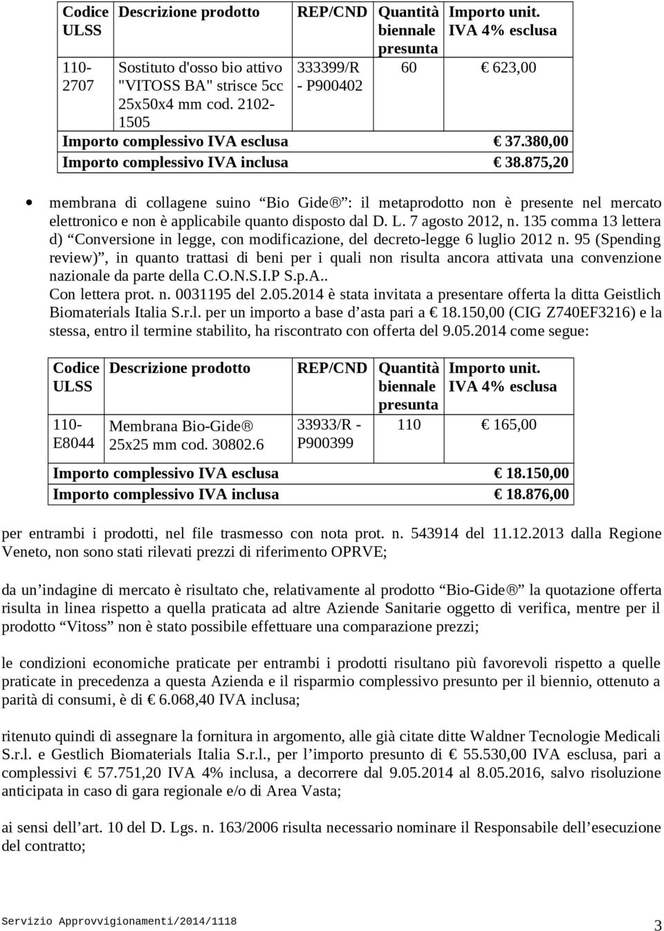 135 comma 13 lettera d) Conversione in legge, con modificazione, del decreto-legge 6 luglio 2012 n.