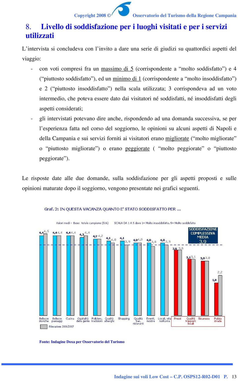 utilizzata; 3 corrispondeva ad un voto intermedio, che poteva essere dato dai visitatori né soddisfatti, né insoddisfatti degli aspetti considerati; - gli intervistati potevano dire anche,