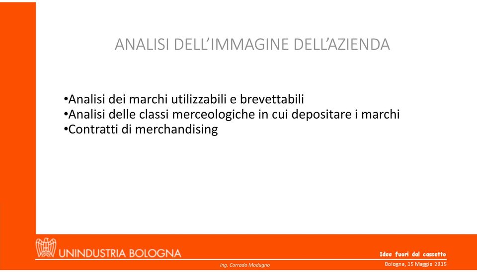 Analisi delle classi merceologiche in cui