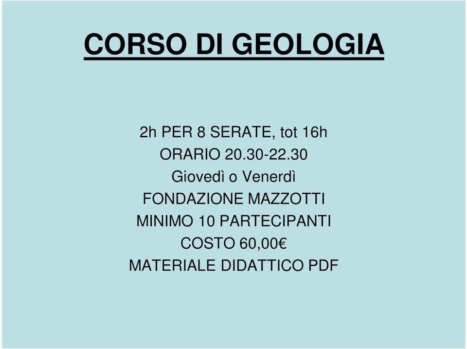 30 Giovedì o Venerdì FONDAZIONE